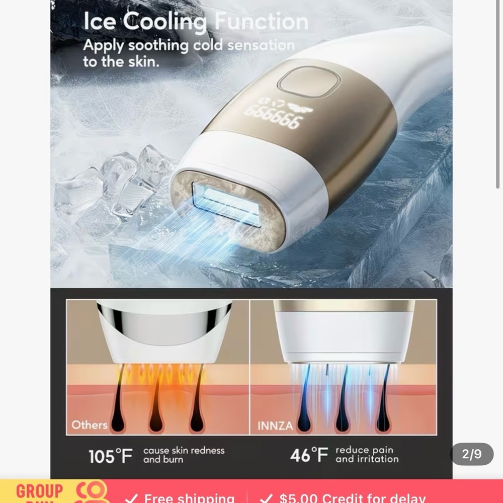 Ice Cooling Hair Removal Device - Gold and White
Brand new in box never used!